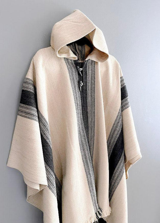 Poncho Chileno de Lana - Alpaca con Líneas - Veta Indómita