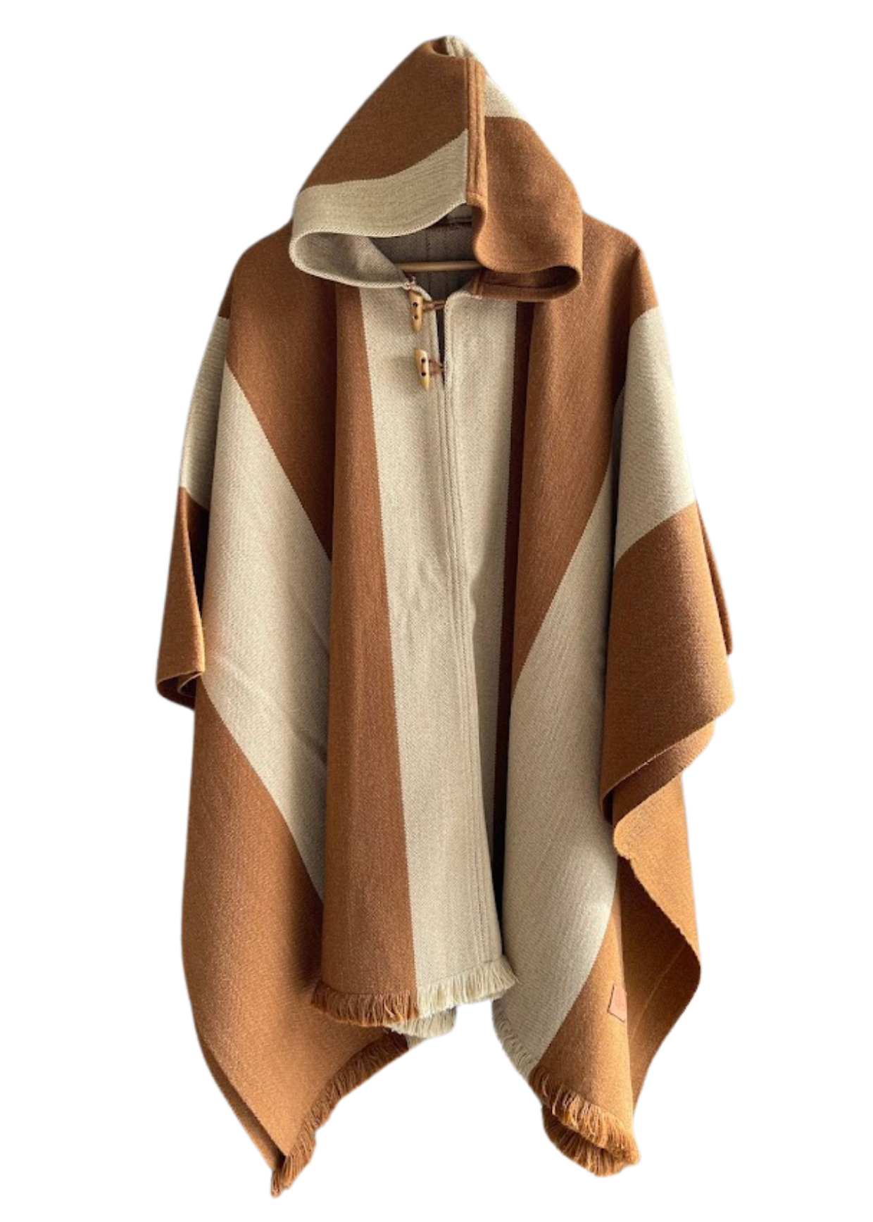 Poncho Chileno Lana - Alpaca con Franjas - Veta Indómita