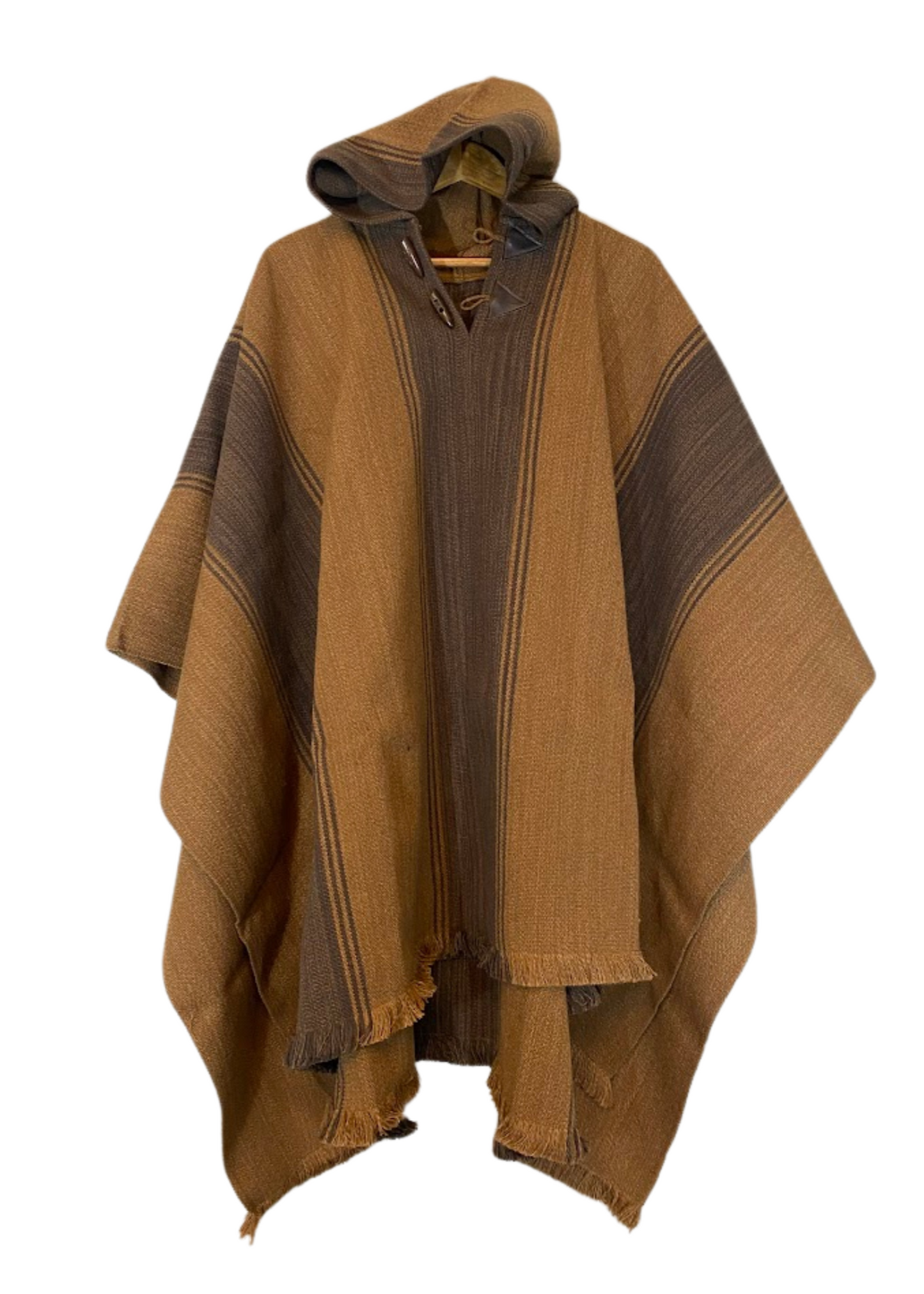 Poncho Chileno Lana - Alpaca con Franjas - Veta Indómita