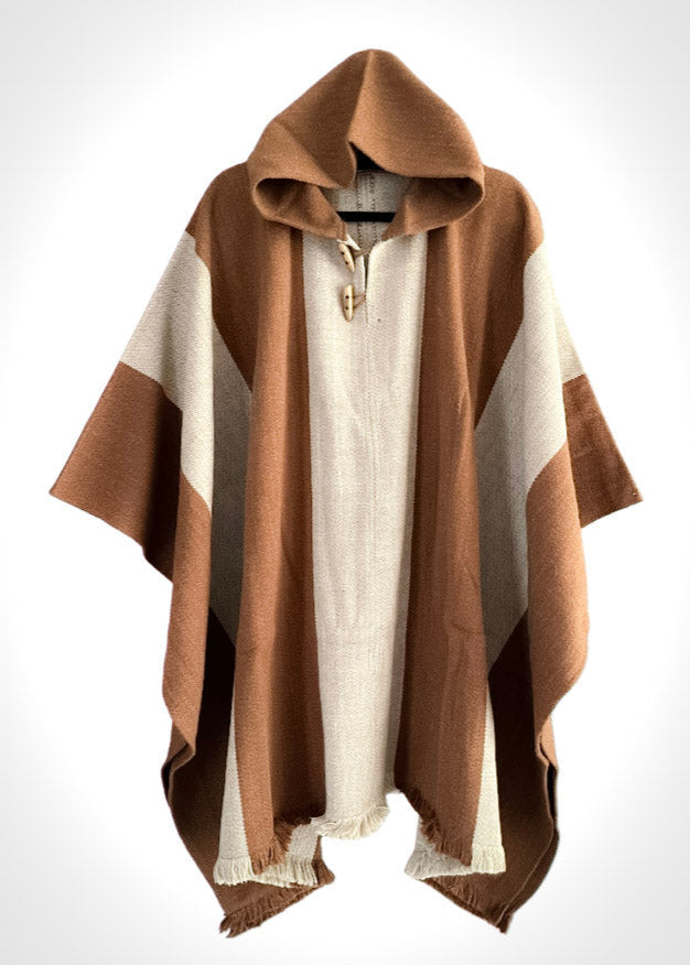 Poncho Chileno Lana - Alpaca con Franjas - Veta Indómita