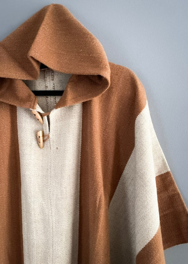 Poncho Chileno Lana - Alpaca con Franjas - Veta Indómita