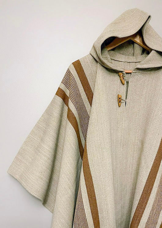Poncho Chileno de Lana - Alpaca con Líneas - Veta Indómita