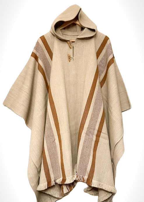 Poncho Chileno de Lana - Alpaca con Líneas - Veta Indómita