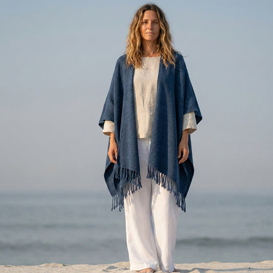 Ruana Liviana de Lana | Tejida en Telar