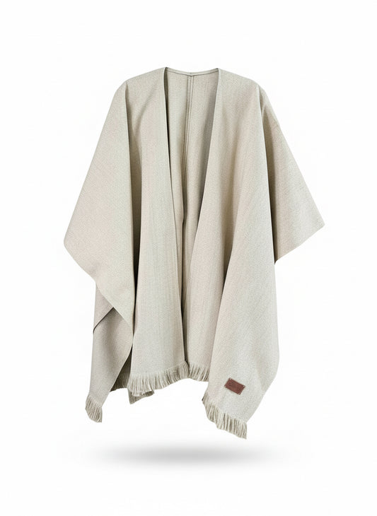 Ruana Gruesa de Lana | Tejida en Telar - Veta Indómita