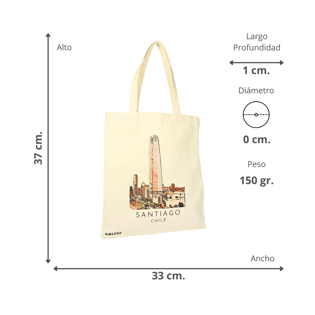 Bolsa de Lona Ecológica Chile 37x33 cm | Tote Bag