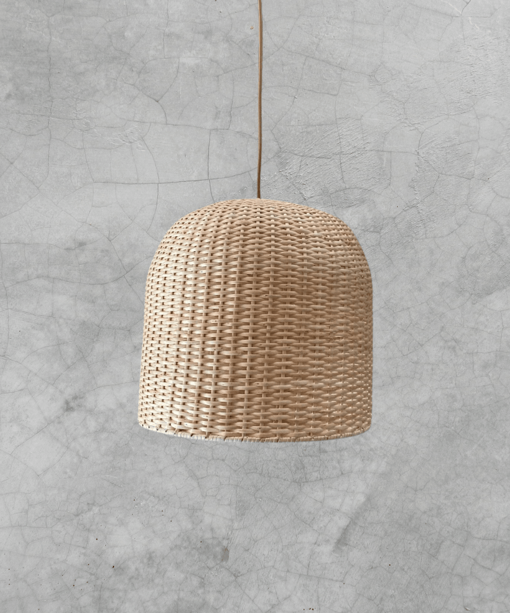 Lámpara Colgante Campana 30x28 de Mimbre Natural - Veta Indómita