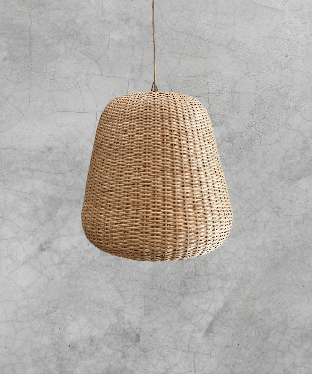 Lámpara Colgante Campana Globo 38x40 de Mimbre Natural - Veta Indómita