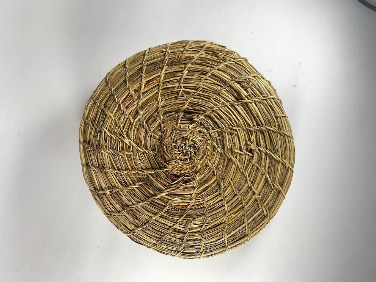 Canasto Contenedor con Tapa de Pita Natural – 19x8 cm - Veta Indómita