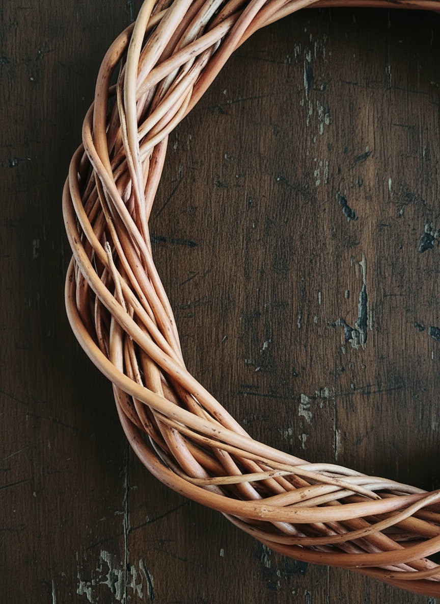 Corona navideña de mimbre 40 cm hecha a mano | Navidad Artesanal