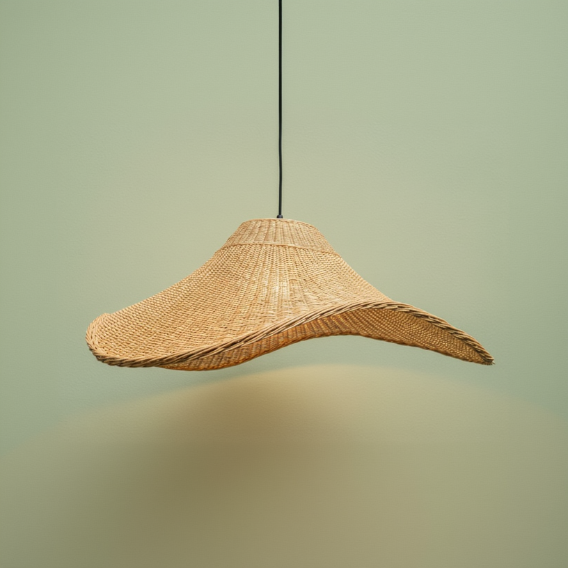 Lámpara Colgante Mantarraya 100 cm de Mimbre Natural
