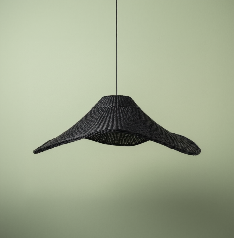 Lámpara Colgante Mantarraya Negra 100 cm de Mimbre