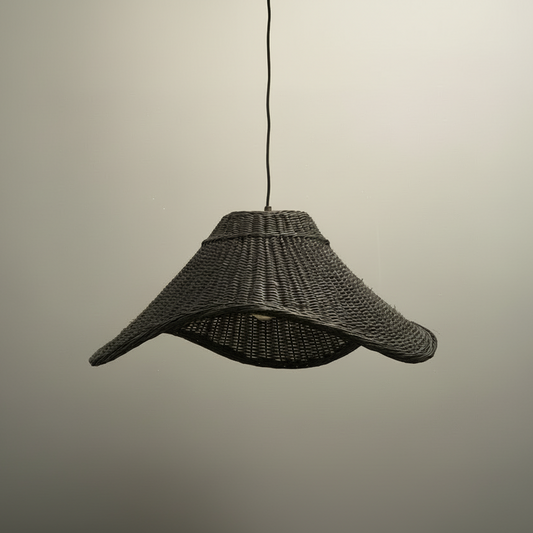 Lámpara Colgante Mantarraya Negra 60 cm de Mimbre