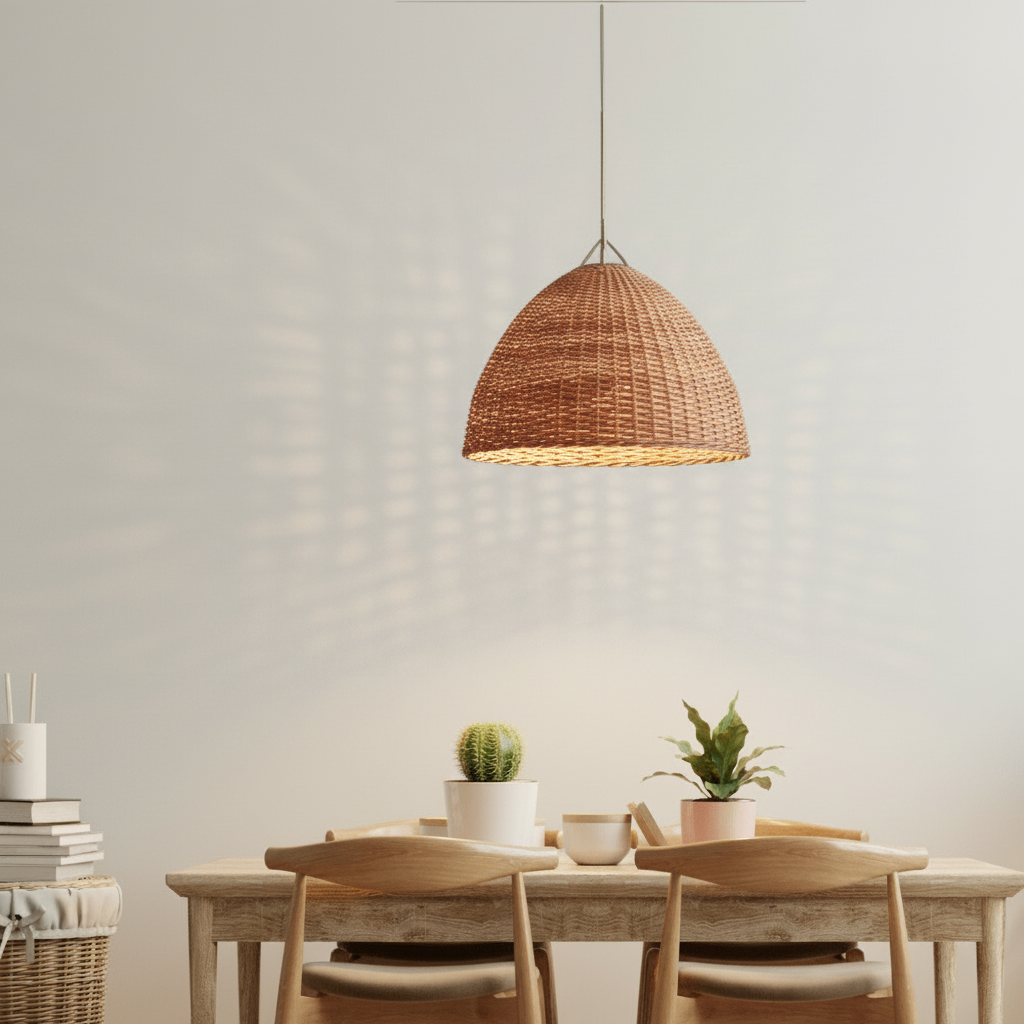 Lámpara Colgante Sombrero 40x28 de Mimbre Natural - Veta Indómita