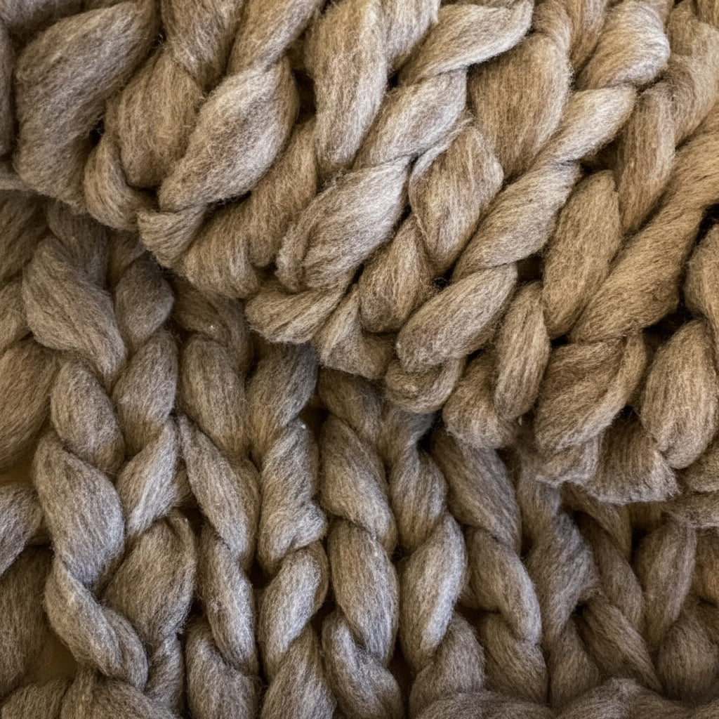 Piecera XXL de Lana Natural Gris – Manta de Invierno Hecha a Mano