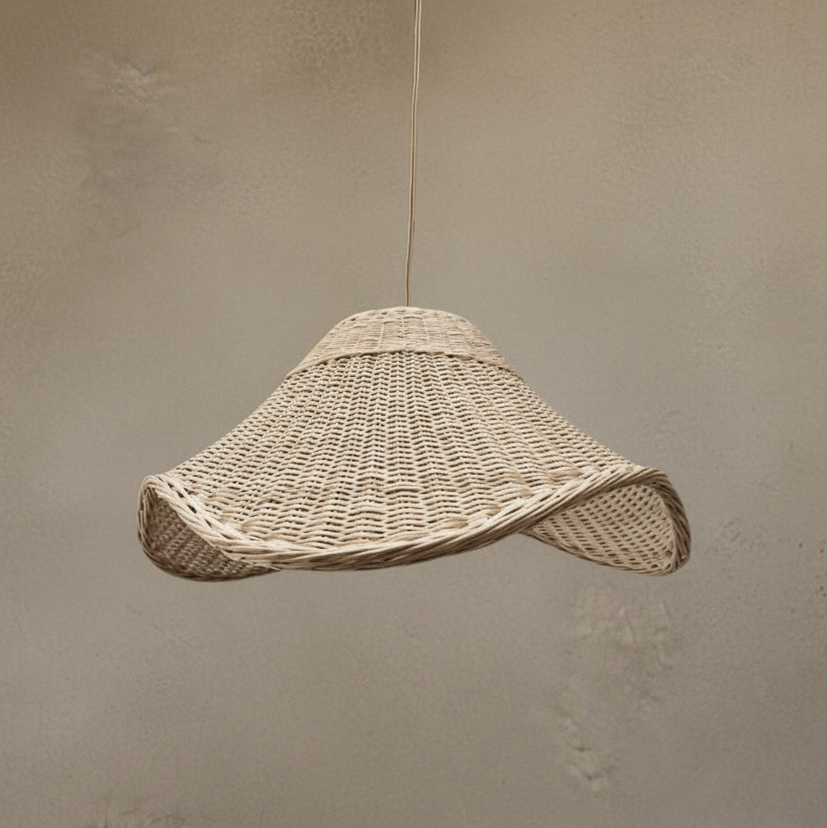 Lámpara Colgante Mantarraya 60 cm de Mimbre Natural