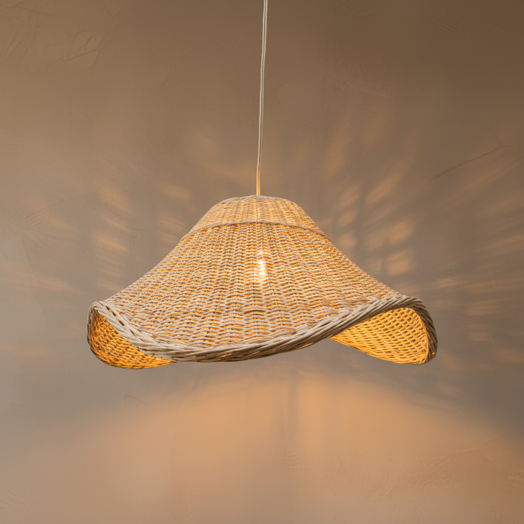 Lámpara Colgante Mantarraya 60 cm de Mimbre Natural