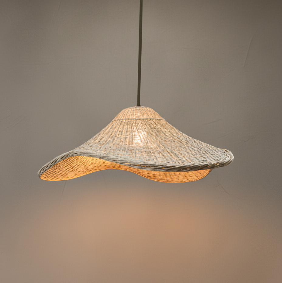 Lámpara Colgante Mantarraya 80x40 de Mimbre Natural - Veta Indómita