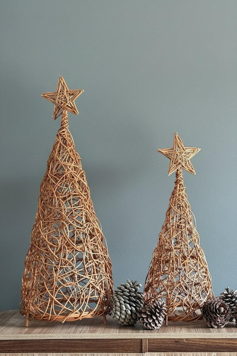 mimbre, navidad hecho a mano, rustico