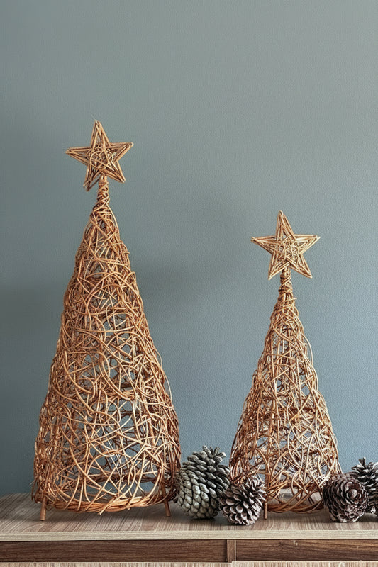 mimbre, navidad hecho a mano, rustico