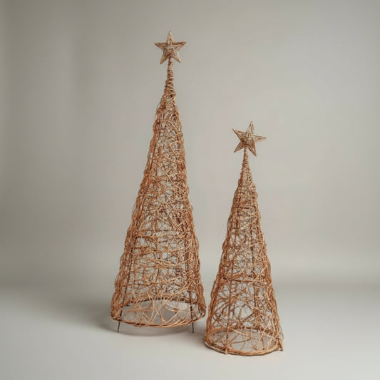 Pino de mimbre artesanal 120 cm con estrella| Navidad Artesanal