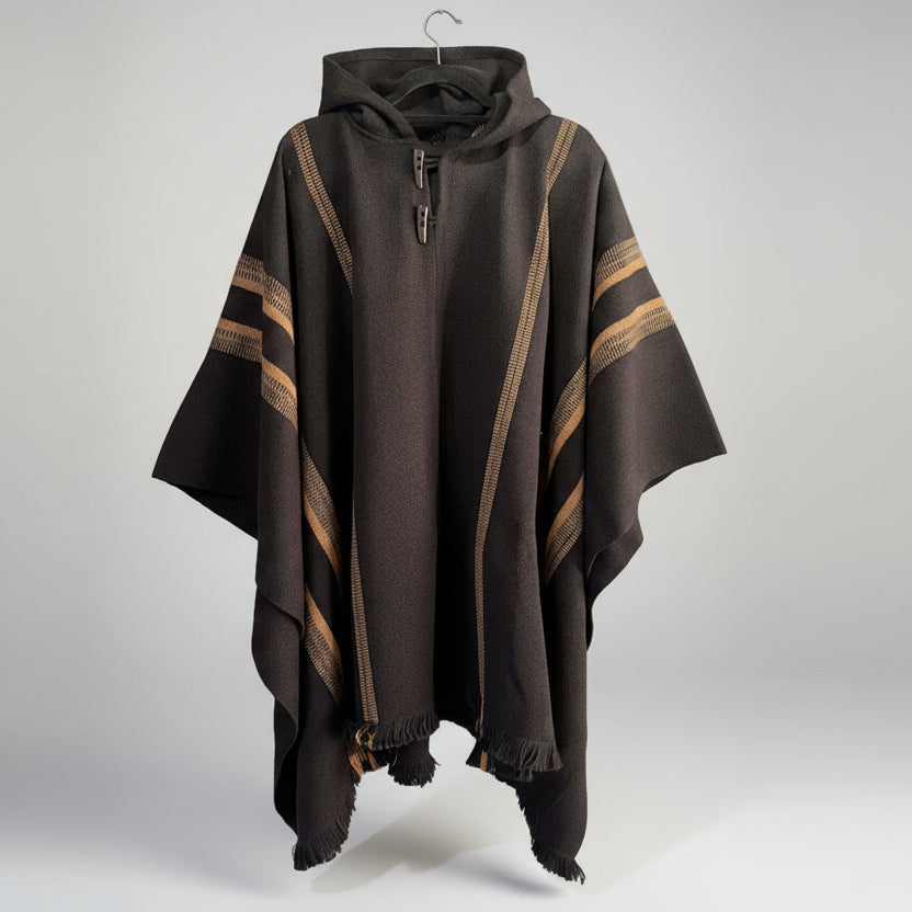 Poncho Chileno de Lana - Alpaca con Líneas