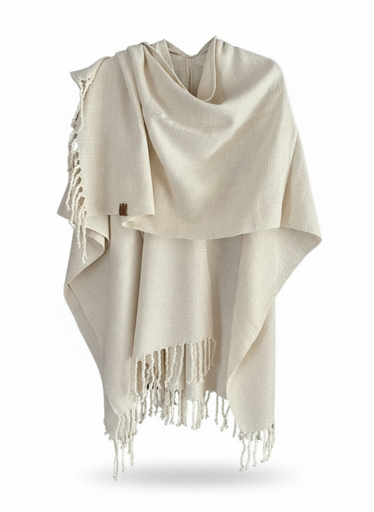Ruana Liviana de Lana | Tejida en Telar - Veta Indómita