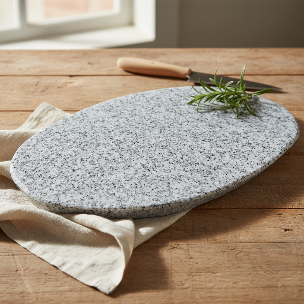 Tabla Ovalada de Piedra Granito para Picoteo | Artesanal
