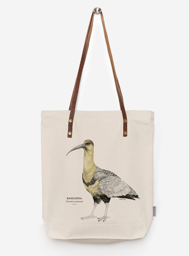 Totebag Ilustración Fauna Chilena Correa de Cuero