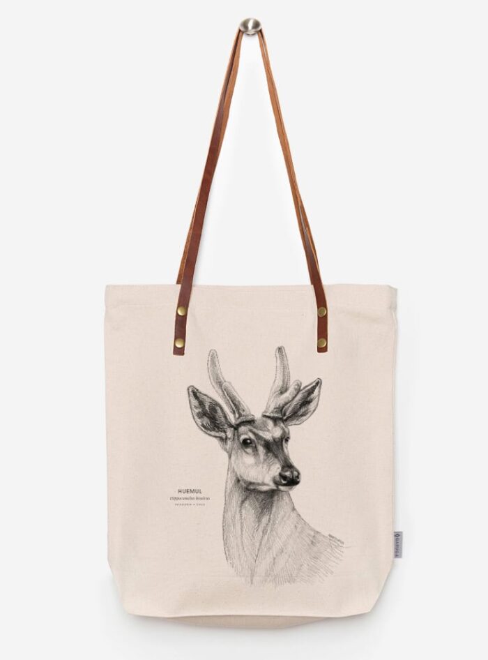Totebag Ilustración Fauna Chilena Correa de Cuero