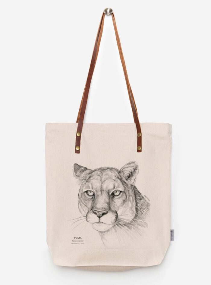 Totebag Ilustración Fauna Chilena Correa de Cuero