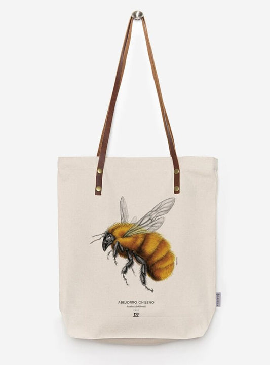 Totebag Ilustración Fauna Chilena Correa de Cuero