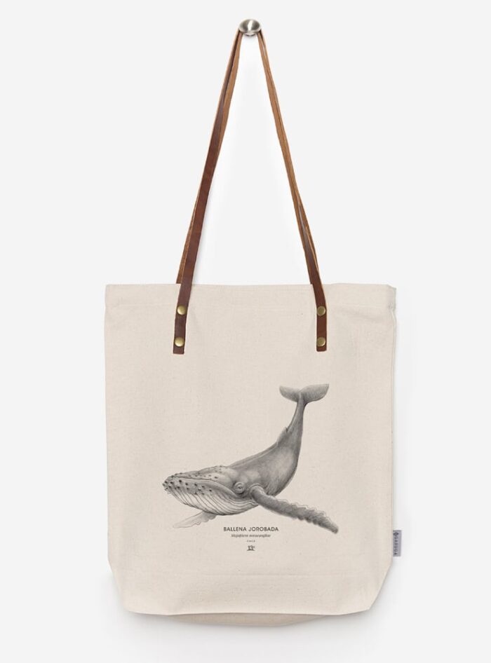 Totebag Ilustración Fauna Chilena Correa de Cuero | Bolso de Algodón Organico.