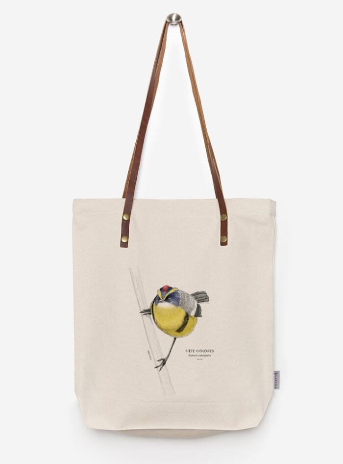 Totebag Ilustración Fauna Chilena Correa de Cuero | Bolso de Algodón Organico.